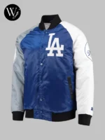 LA Dodgers Tri-Color Satin Jacket Black