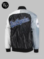 LA Dodgers Tri-Color Satin Jacket Grey and White