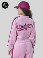 LA Dodgers Women’s MLB Velour Dark Pink Track Jacket