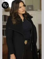Law And Order SVU S26 Olivia Benson Leather Trim Coat