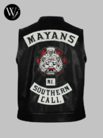 Mayans MC Ezekiel Reyes Black Leather Vest