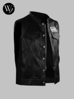 Mayans MC Ezekiel Reyes Black Leather Vest Black