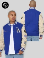 New Era Los Angeles Dodgers MLB World Series Varsity Jacket White and Blue