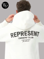 Represent Baskılı Oversized Hoodie White
