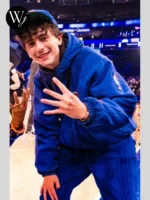Timothee Chalamet NY Knicks Blue Jacket