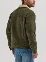 Wrangler Sherpa Lined Corduroy Trucker Jacket Green