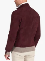 106 Bordeaux suede leather bomber jacket korean collar