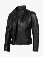 Womens Black Leather Biker Jacket