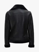 Agnes Black Leather Shearling Jacket with Belt