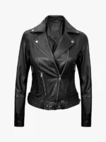 Aldo Womens Asymmetrical Black Leather Jacket