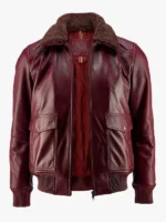 American Bomber Leather Jacket - Maroon