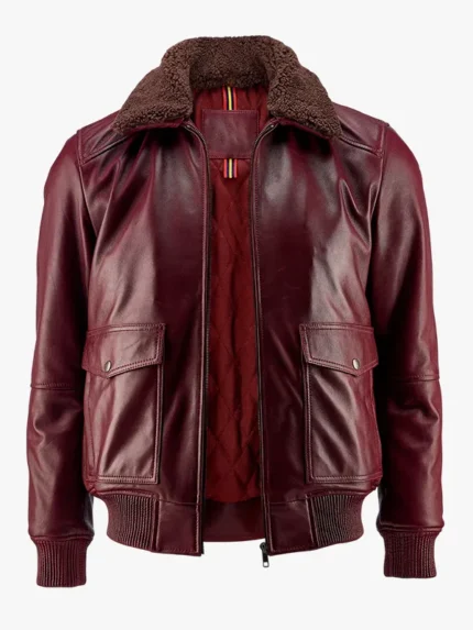 American Bomber Leather Jacket - Maroon