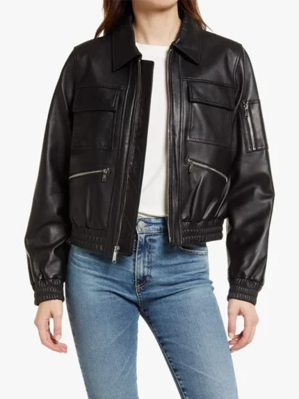 Uma Oversized Black Leather Women's Amrika Jacket