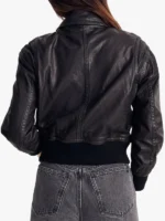 Amrika valiant Black Leather Bomber Jacket