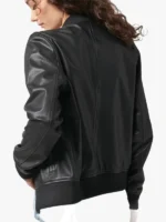 Amrika Vanilla Black Leather Bomber Jacket