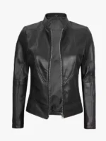 Women's Black Cafe Racer Leather Jacket