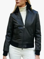 Antea - Black lamb leather bomber aviator smooth effect Jacket