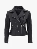 Bari Women Asymmetrical Leather Moto Jacket