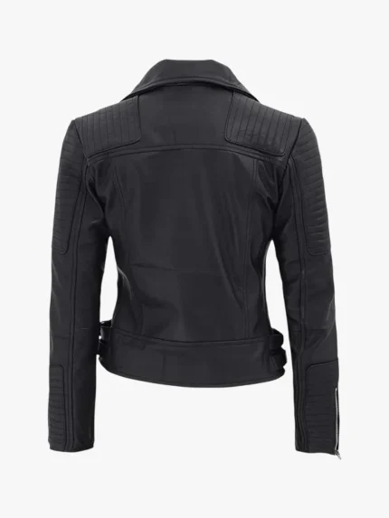 Bari Women Asymmetrical Leather Biker Jacket