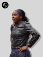 Black Leather Coco Gauff Jacket