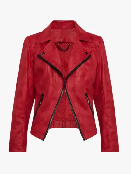 Cherry Rush Vex Zipper-Trim Women Biker Leather Jacket
