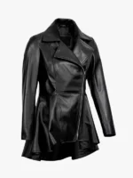 Clarissa Black Asymmetrical Peplum Leather Jacket