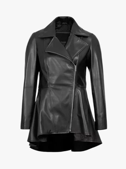 Clarissa Women's Black Peplum Leather Jacket