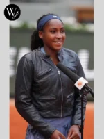 Coco Gauff Black Leather Jacket