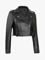 Colleen Cropped Leather Biker Jacket