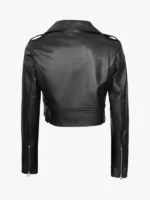 Colleen Women's Cropped Black Leather Biker Jacket