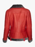 Crimson Frost Shearling Red Leather Jacket