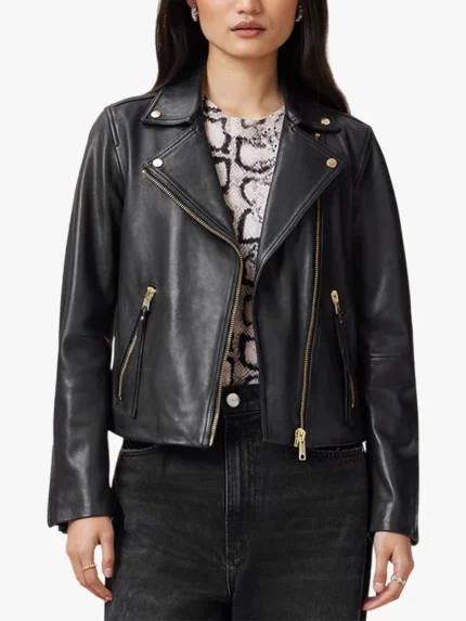 Dalby Slim Fit Leather Biker Jacket