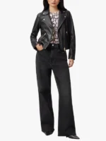 Dalby Slim Fit Black Leather Biker Jacket