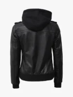 Women's Bomber Black Leather Jacket