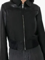 Women's Elegant Noir Leather Bomber Jacket