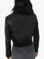 Black Leather Elegant Noir Bomber Jacket
