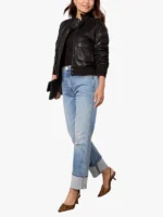 Evereve aviator Black Leather jacket