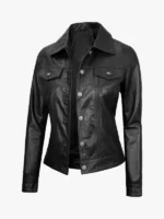 Fernando Black Leather Trucker Jacket