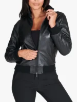 G155 - Black nappa lamb leather bomber jacket