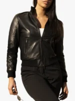 G155 Black Nappa Lamb Leather Bomber Jacket