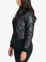 Black Nappa Lamb Leather Bomber Jacket