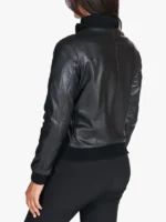 Black Nappa Lamb Leather Bomber Jacket- G155