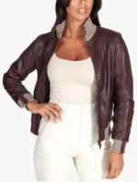 G155 - Burgundy natural leather bomber jacket