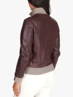 G155 - Women Burgundy natural leather bomber jacket