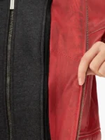 Inferno Whirl Men’s Distressed Biker Red Leather Jacket