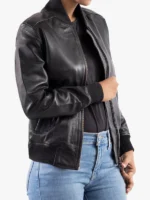 Genuine Leather Classic Baseball Black Bomber Style Jacket