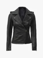 Kirsten Women's Black Asymmetrical Leather Moto Jacket