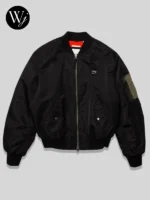 Lacoste Oversized Contrast Bomber Jacket Black
