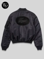 Lacoste Unisex Live Oversized Contrast Bomber Jacket Black