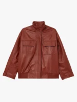 Leather Cargo Pocket Bomber Jacket